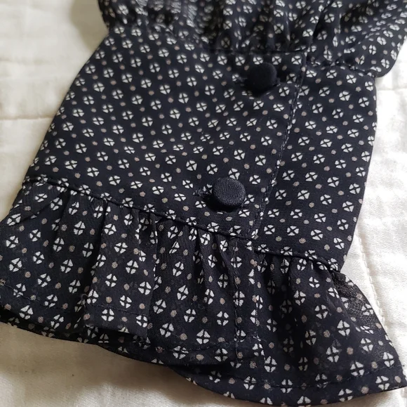 Loft Sheer Black Ruffle Blouse Long Sleeved - Picture 8 of 11
